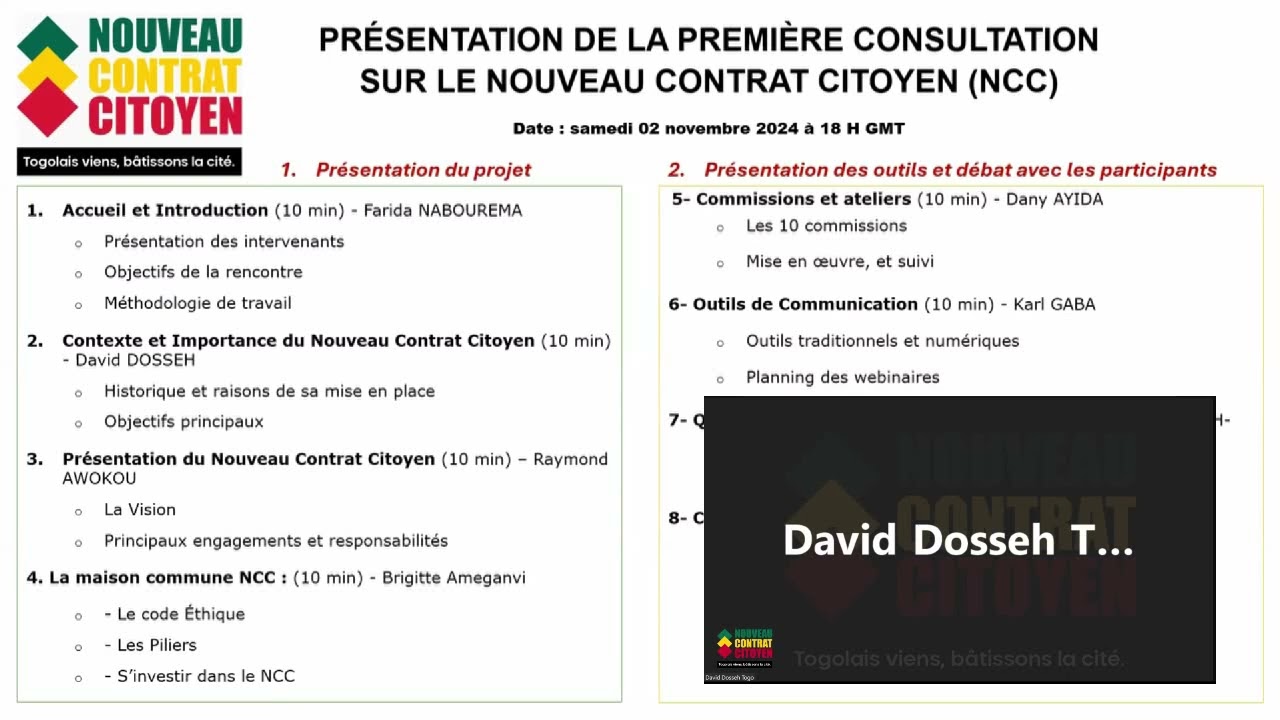 David DOSSEH – Le NCC est un concept vraiment participatif, un travail de co-construction